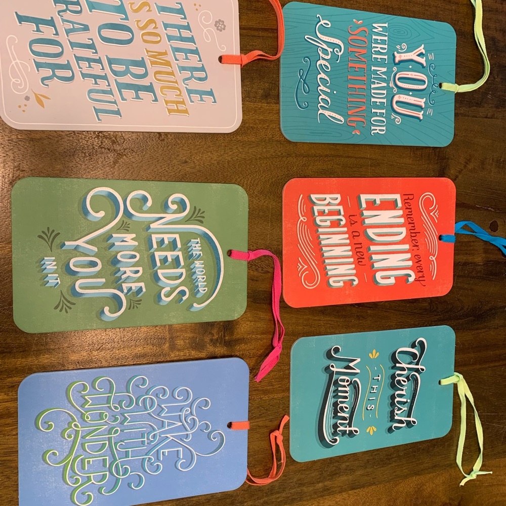 6 wall hanging cards with inspirational quotes